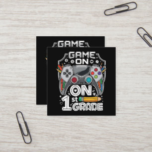 Game On 1st Grade Back to School Square Business Card