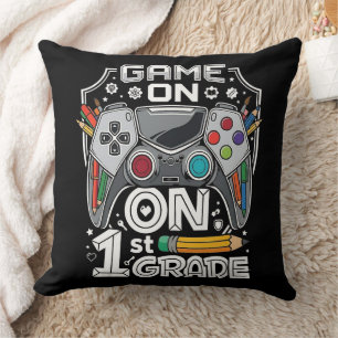 Game On 1st Grade Back to School Throw Pillow