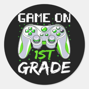Game On 1st Grade Fun Back To School Gamer Boys Classic Round Sticker