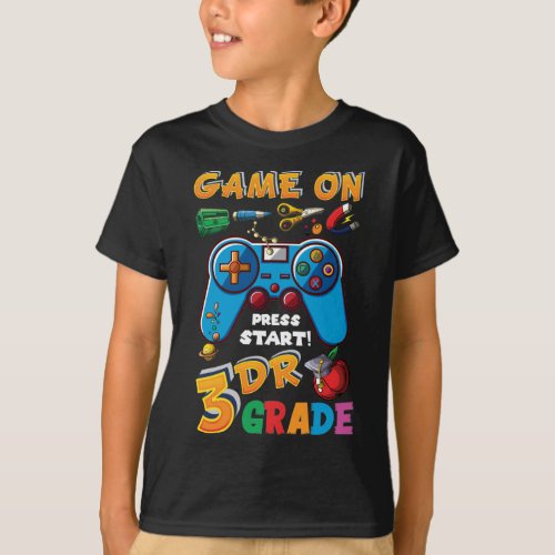 Game On 3rd Grade First Day Gamer Back to School T_Shirt