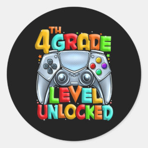 Game On 4th Grade Back To School 4th Grade Level U Classic Round Sticker