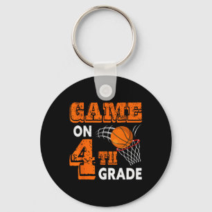 Game On 4th Grade Basketball Back To School Studen Keychain