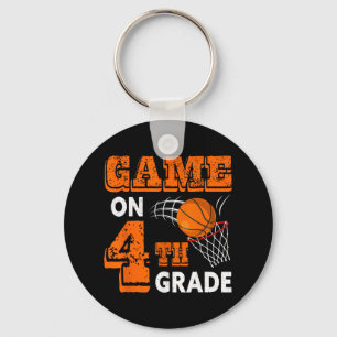 Game On 4th Grade Bysketbyll Byck To School Fun Gi Keychain