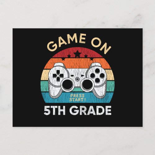 Game On 5th Grade Video Game Back to School Gamer Postcard