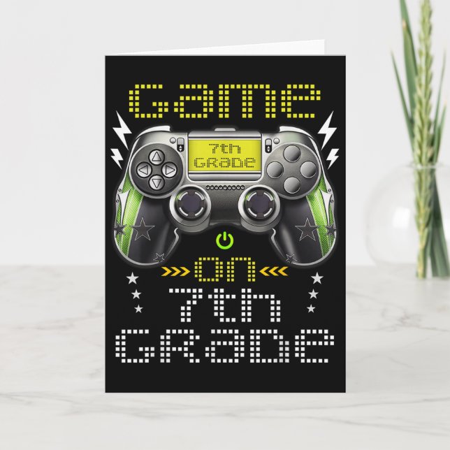 Game On 7th Grade Back To School For Kids Girls Bo Card (Front)