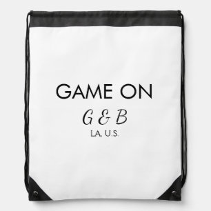 Game on add couple name wedding party place city g drawstring bag