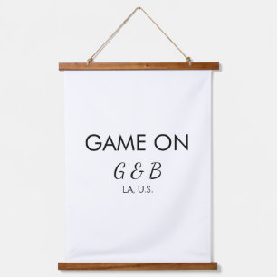 Game on add couple name wedding party place city g hanging tapestry