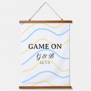 Game on add couple name wedding party place city g hanging tapestry