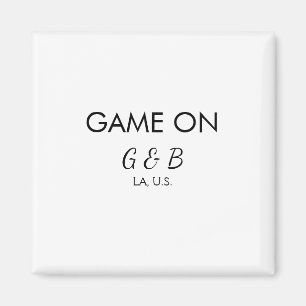 Game on add couple name wedding party place city g magnet