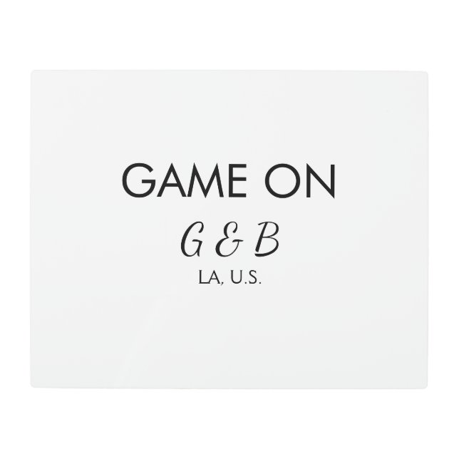 Game on add couple name wedding party place city g metal print (Front)