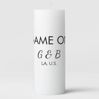 Game on add couple name wedding party place city g pillar candle