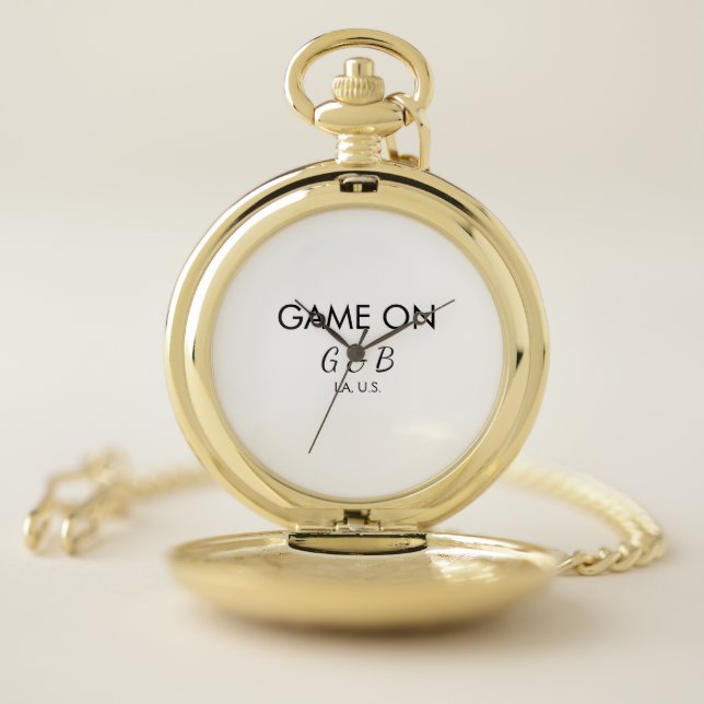 Game on add couple name wedding party place city g pocket watch (Inside)
