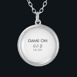 Game on add couple name wedding party place city g silver plated necklace<br><div class="desc">design</div>