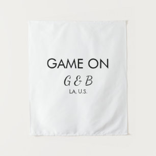 Game on add couple name wedding party place city g tapestry