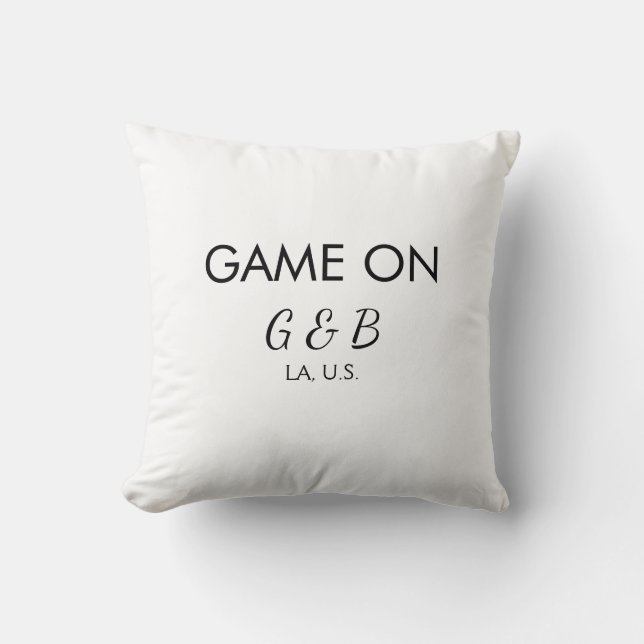 Game on add couple name wedding party place city g throw pillow (Front)