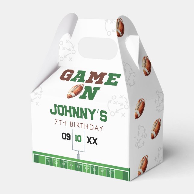 Game On American Football Birthday Favor Boxes (Front Side)