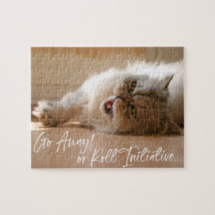 Game On Angry Go Away RPG Roleplayer Cat Photo Jigsaw Puzzle