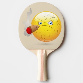 Game On Angry Happy Face In Yellow Personalized Ping-pong Paddle by GroovyFinds at Zazzle