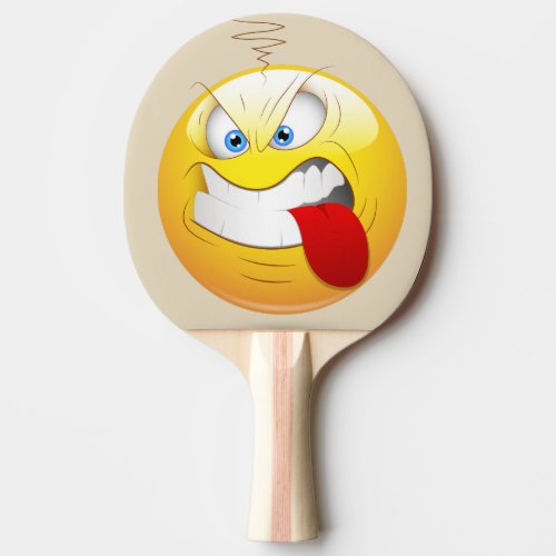 Game on Angry Happy Face in Yellow Personalized Ping Pong Paddle