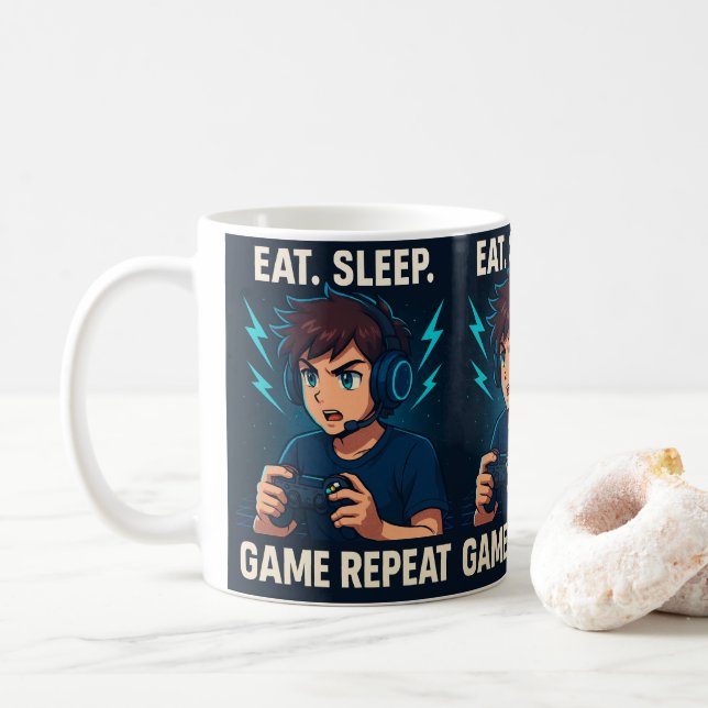 Game On! – Anime Gamer Poster with Glowing Control Coffee Mug (With Donut)