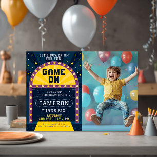 Game On Arcade Birthday Party Photo  Invitation