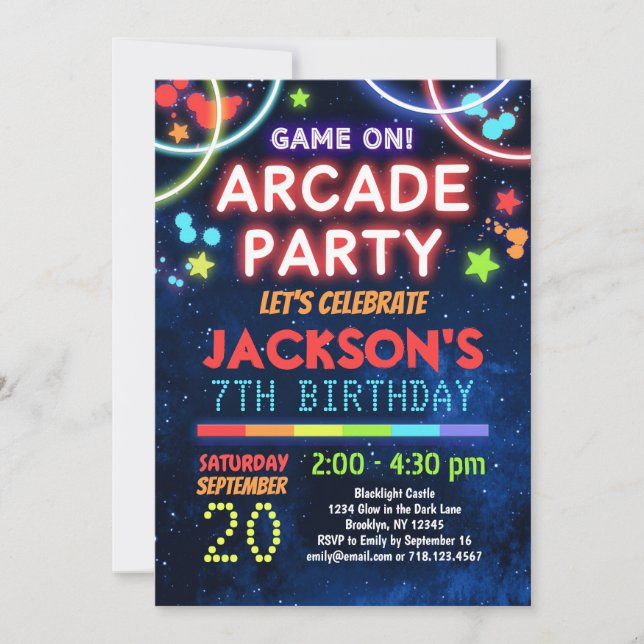 Game On Arcade Party Birthday Invitation (Front)