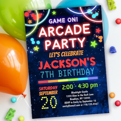 Game On Arcade Party Birthday Invitation