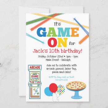 Game On Arcade Pizza Party Invitation by modernmaryella at Zazzle