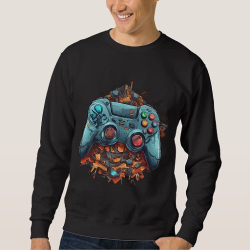 Game On Badge Gaming T_Shirt Designs Sweatshirt