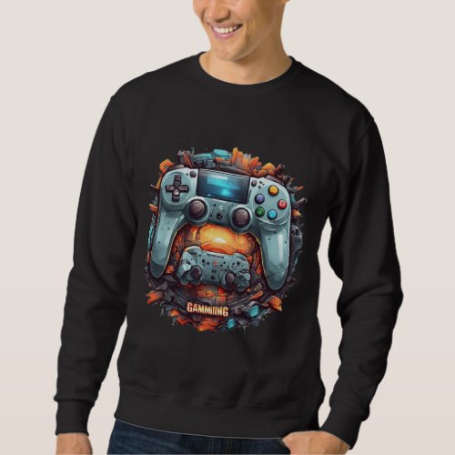 Game On Badge Gaming T_Shirt Designs Sweatshirt