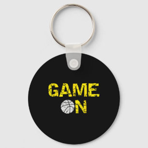 Game On Basketball; Blue Black Yellow Gold Team Co Keychain