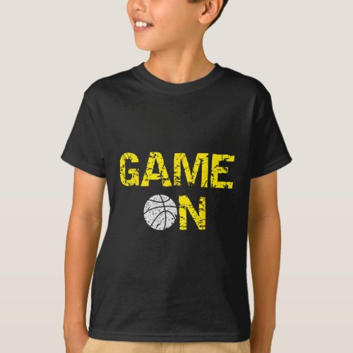 Game On Basketball Blue Black Yellow Gold Team Co T_Shirt