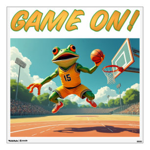 Game On! Basketball Frog square wall decal