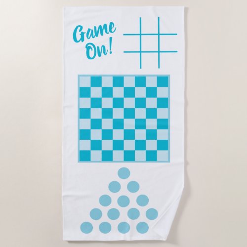 Game On Beach Towel Checkers board tic tac toe Beach Towel