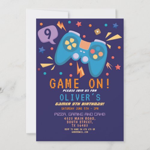 Game On Birthday Gaming Video Party Invitation
