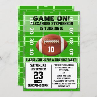 Game On Boys Football Birthday Party Invitation | Zazzle