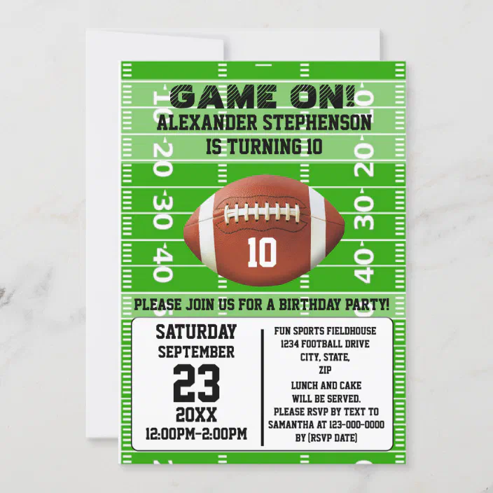 Sports Party Invite Kids Party Football Party Invitation Birthday Party Sports Football It's Game Time Sports Party Game Time