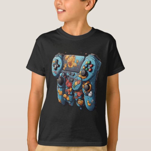 Game On Cartoon 3D Gaming Remote Control T_Shirt 