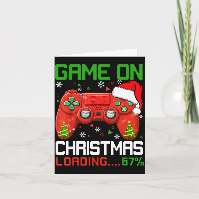 Game On Christmas Loading 67% Funny 6 7 Meme Xmas  Card (Front)