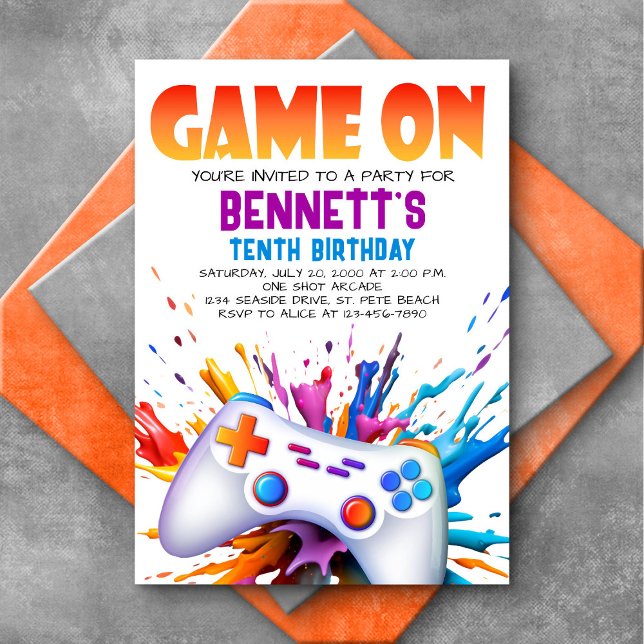 Game On Colorful Birthday Invitation (Creator Uploaded)