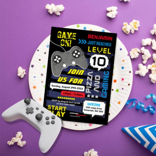 Game on Console Joystic Birthday Party Invitation