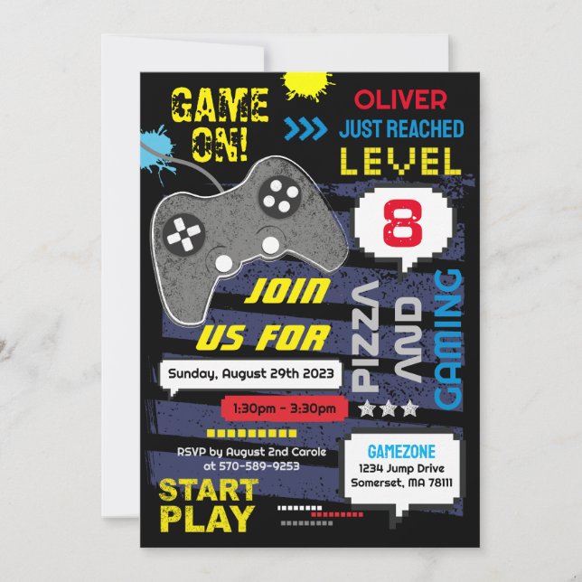 Game on! Console Joystic Birthday Party Invitation (Front)