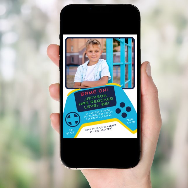 Game On | Cool Video Game Boy Birthday Party Photo Invitation (Front Digital)
