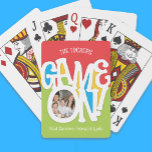 Game ON! Family Photo Cute & Colorful Poker Cards<br><div class="desc">This cute photo design is in bright primary colors and features the text "GAME ON!" Variations of this design as well as coordinating products are available in our shop, zazzle.com/store/doodlelulu. Contact us if you need this design applied to a specific product to create your own unique matching item! Thank you...</div>