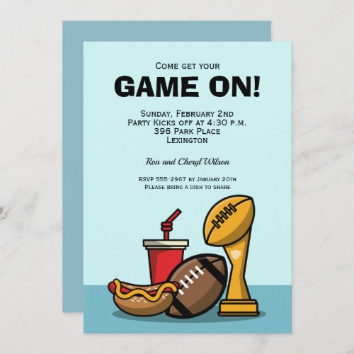 Game On Food and Football Trophy Party Invitations