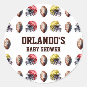 Game On Football Baby Shower Classic Round Sticker