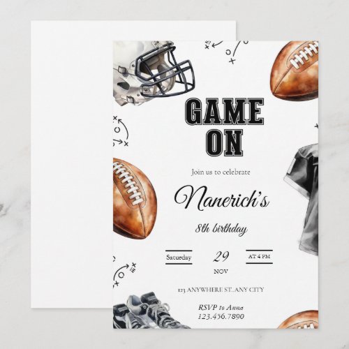 Game On Football Birthday Party Invitation