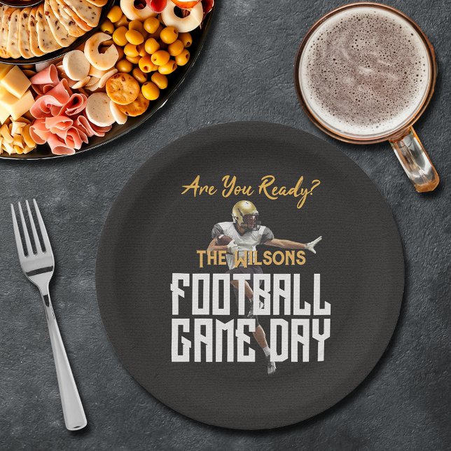 Game On Football Player on Black Paper Plates (Game On Football Player on Black Paper Plates)