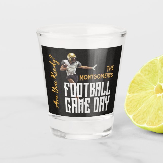 Game On Football Player on Black Shot Glass (Front)