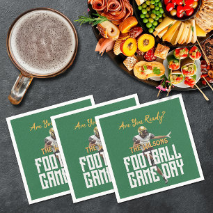 Game On Football Player on Green Napkins